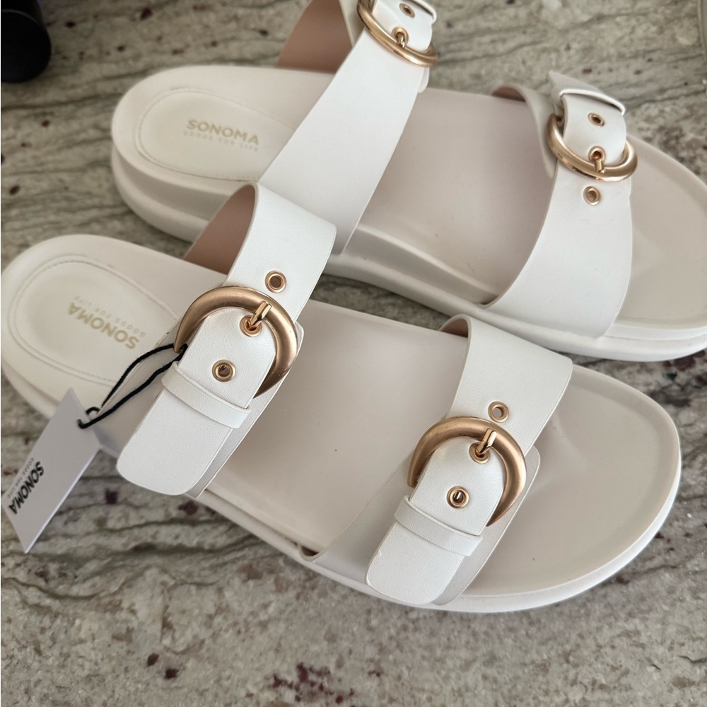 Nannette White and Gold Women's Sandals